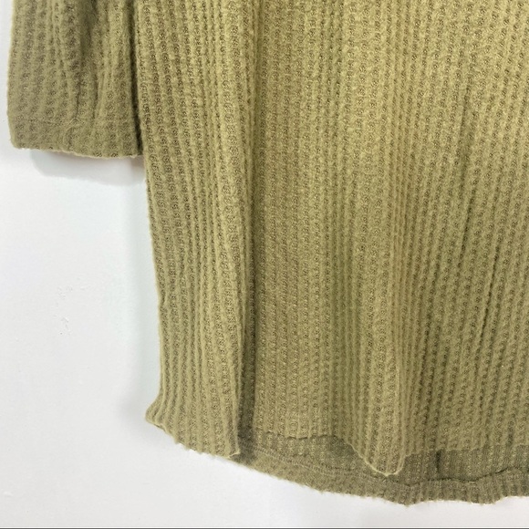 NEW BOBEAU Bobeau Waffle Knit Thermal Pocket Tunic Size XS 3/4 Sleeve Dark Olive - Picture 5 of 8